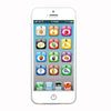 A white smartphone screen displaying a number pad interface with icons of numbers and fruits for interactive learning.