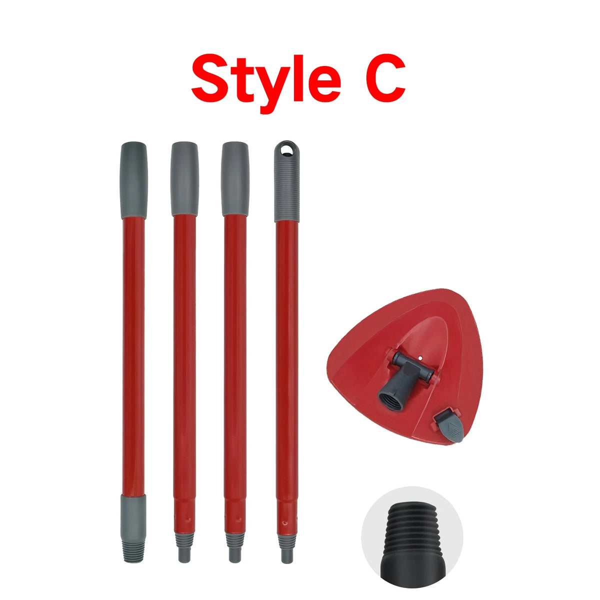 Replacement Style C mop handle and base components for cleaning systems