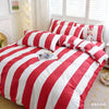 Red Striped Duvet Cover Set with Two Pillowcases