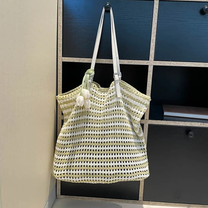 Hand-Knitted Cotton Tote Bag