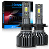 A set of XSTORM LED car headlight bulbs and mounting bases for auto lighting conversion.