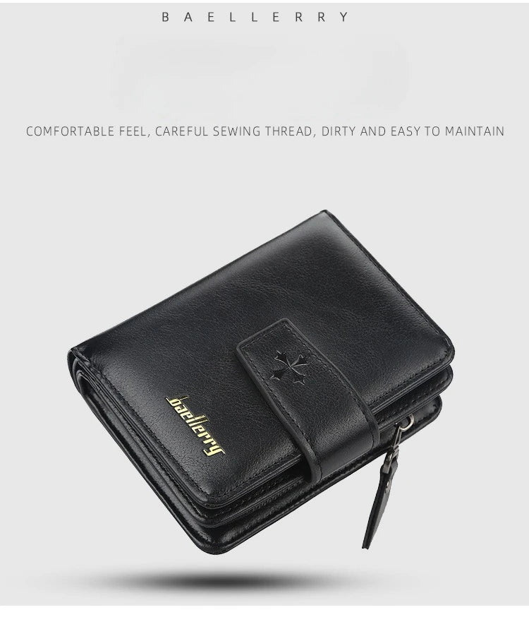 Vintage PU Leather Zipper Wallet for Men