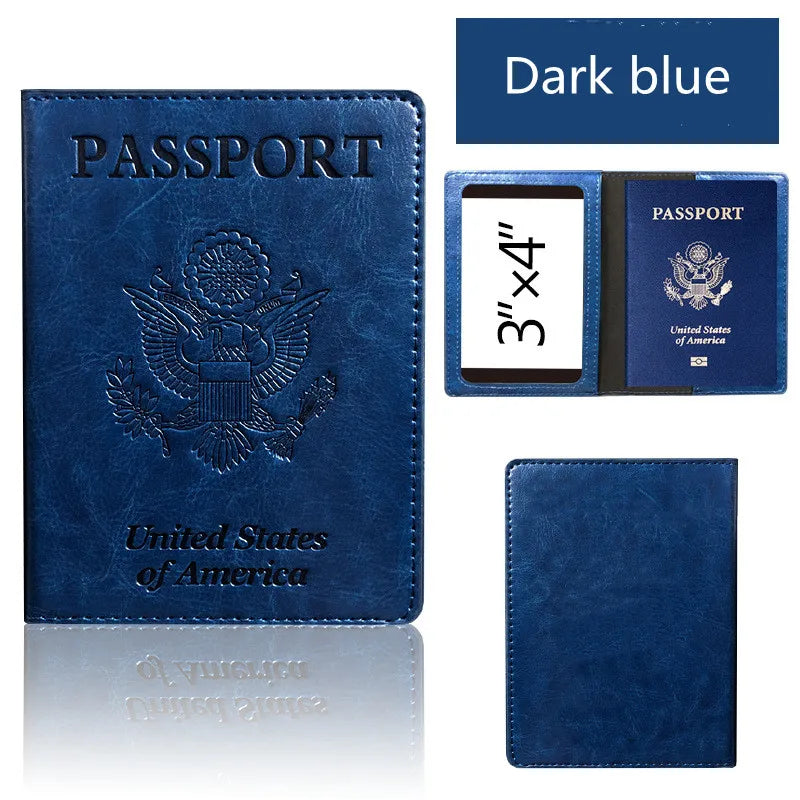 RFID-Blocking Leather Passport Holder with Card Slots