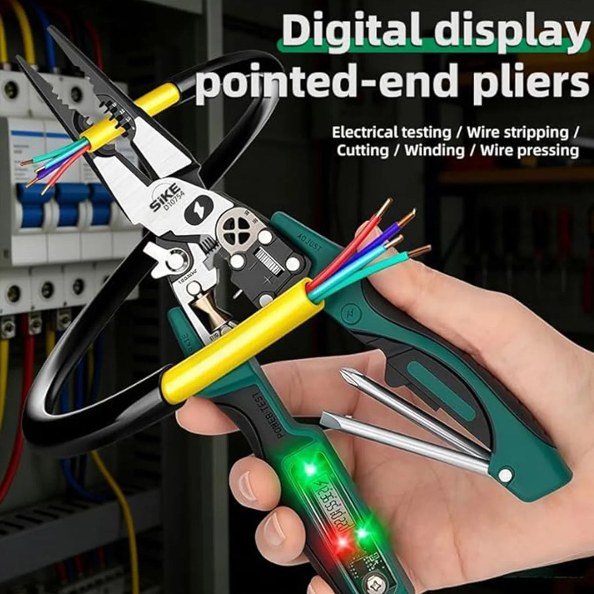 Multifunctional Wire Stripping Pliers with Digital Voltage Tester