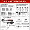 46-Piece Ratchet Socket and Bit Tool Set with Carrying Case