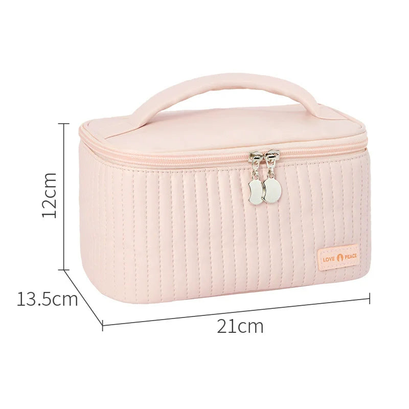 Portable Solid Color Makeup Organizer Bag