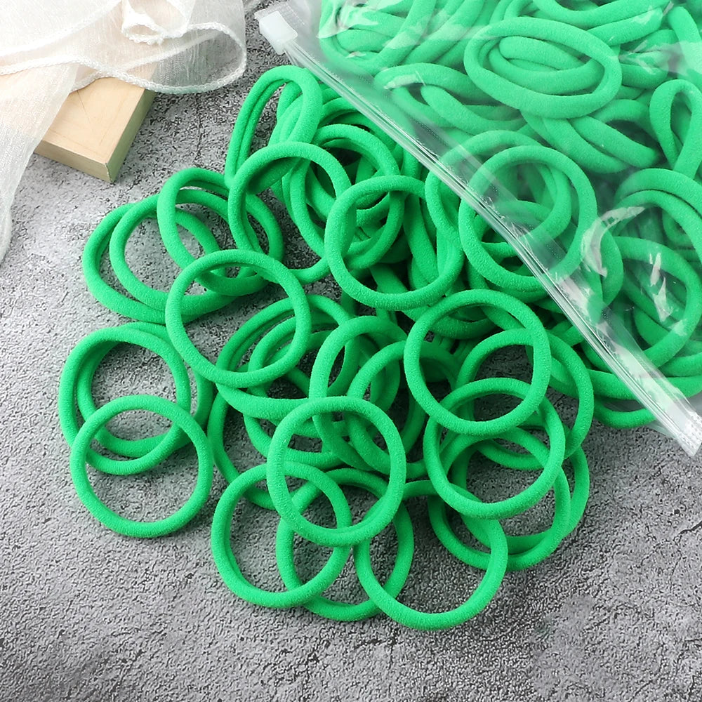 50-Pack Solid Color Elastic Hair Ties for Women & Girls