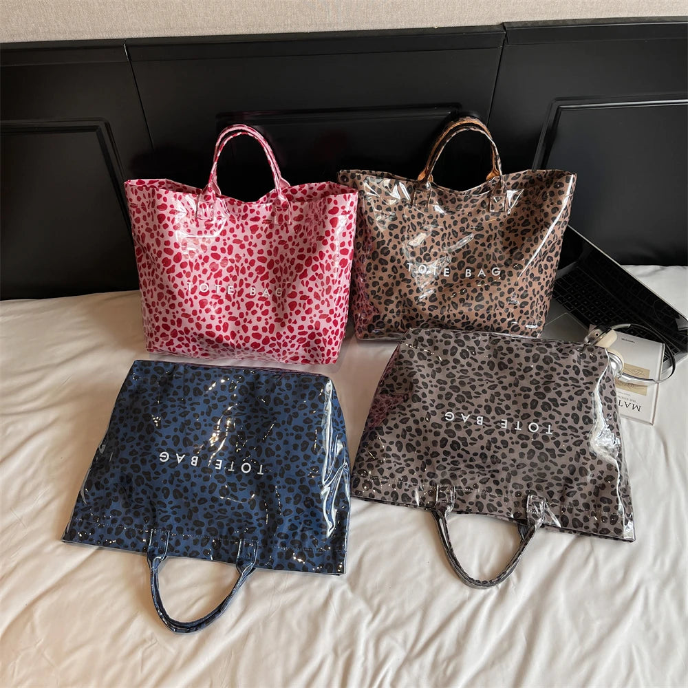 Leopard Print PVC Large Tote Bag
