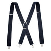 Classic X-Back adjustable suspenders in navy blue with metal clips
