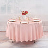 Elegant pink satin round tablecloth set for weddings and events with floral centerpiece