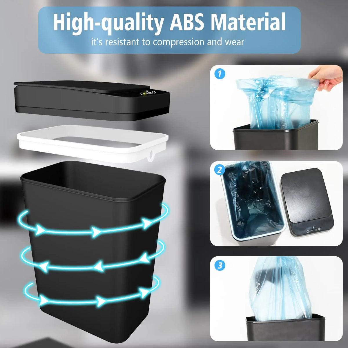 Touchless Motion Sensor Trash Can with Auto-Open Lid
