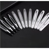 A pack of four silver and black car door edge protector strips arranged in a row.