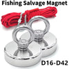 Fischfang-Magnet mit rotem Kabel und silbernen Magnethaken, Modell D16-D42.