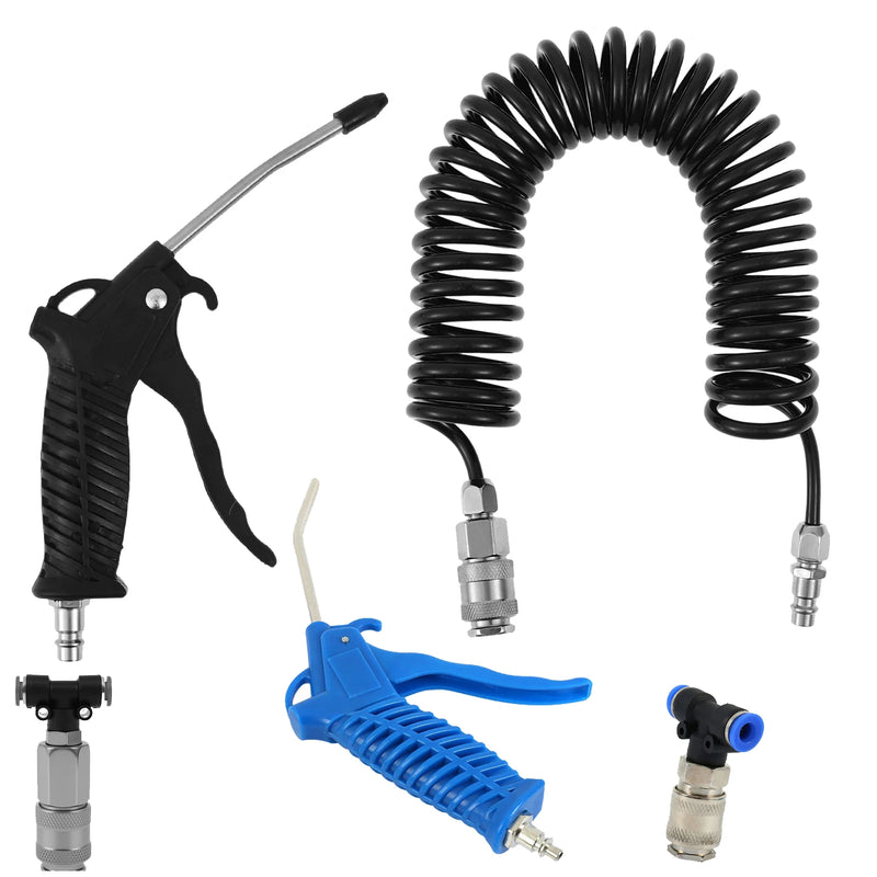 Coiled Air Blow Gun Kit with Retractable Hose