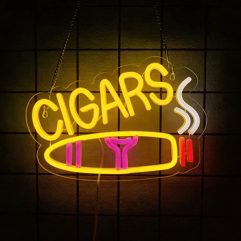 Cigar-Themed LED Neon Wall Sign