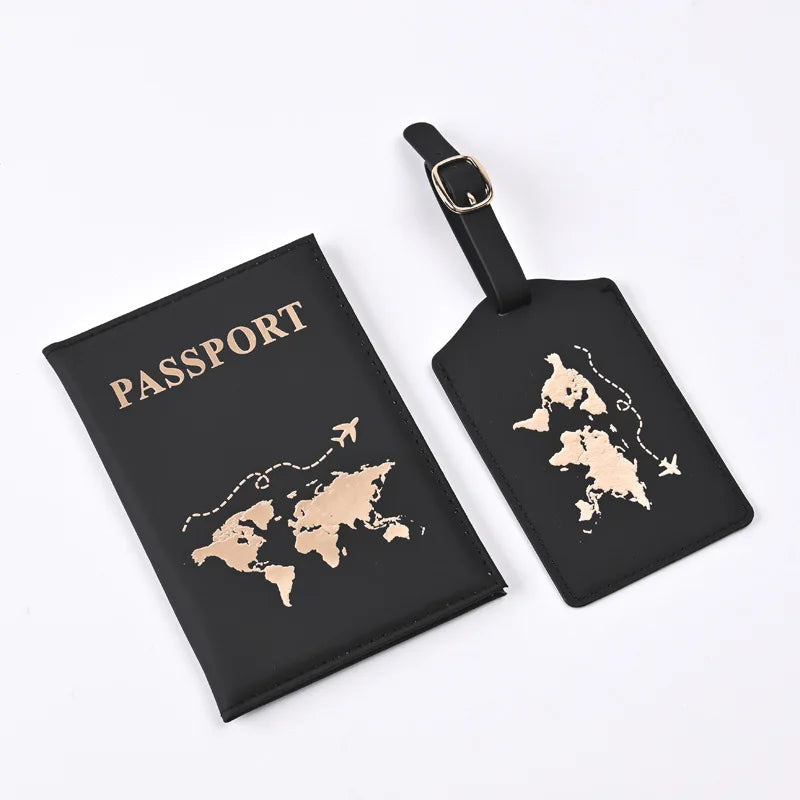 Map Pattern Passport Cover and Luggage Tag Set