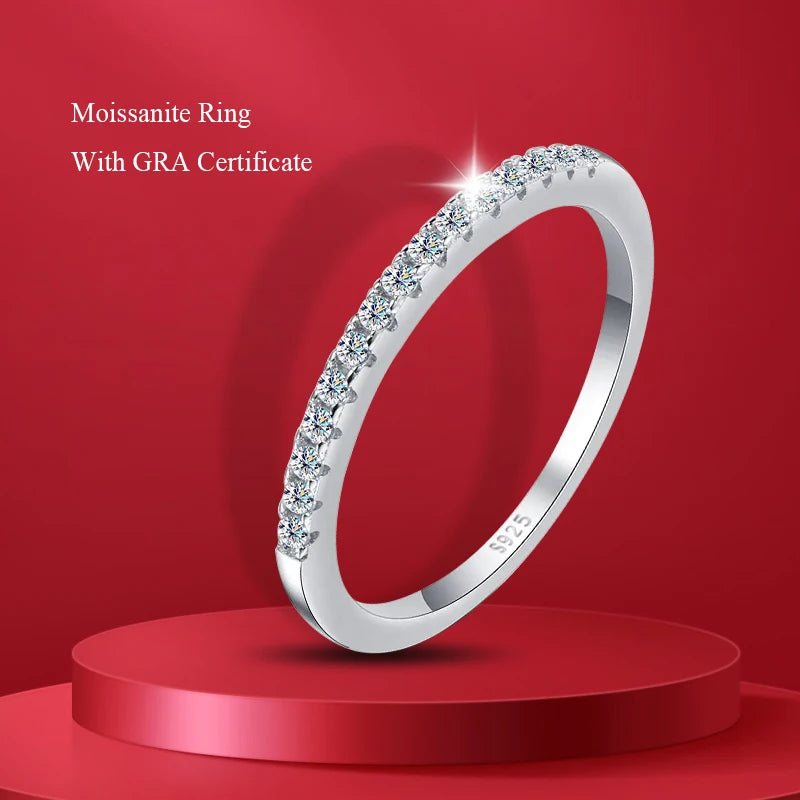 S925 Sterling Silver Moissanite Stackable Ring