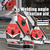 A set of magnetic welding angle fixation aids in red and silver, used for precise positioning.