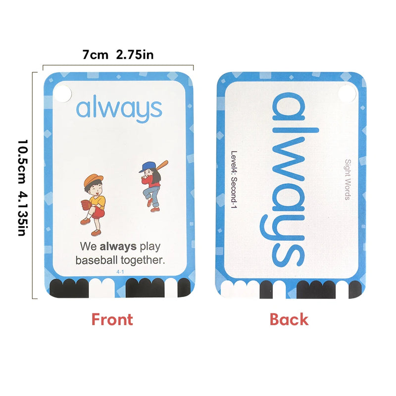 Sight Words Flashcards with Pictures & Sentences - 5 Level Learning Kit