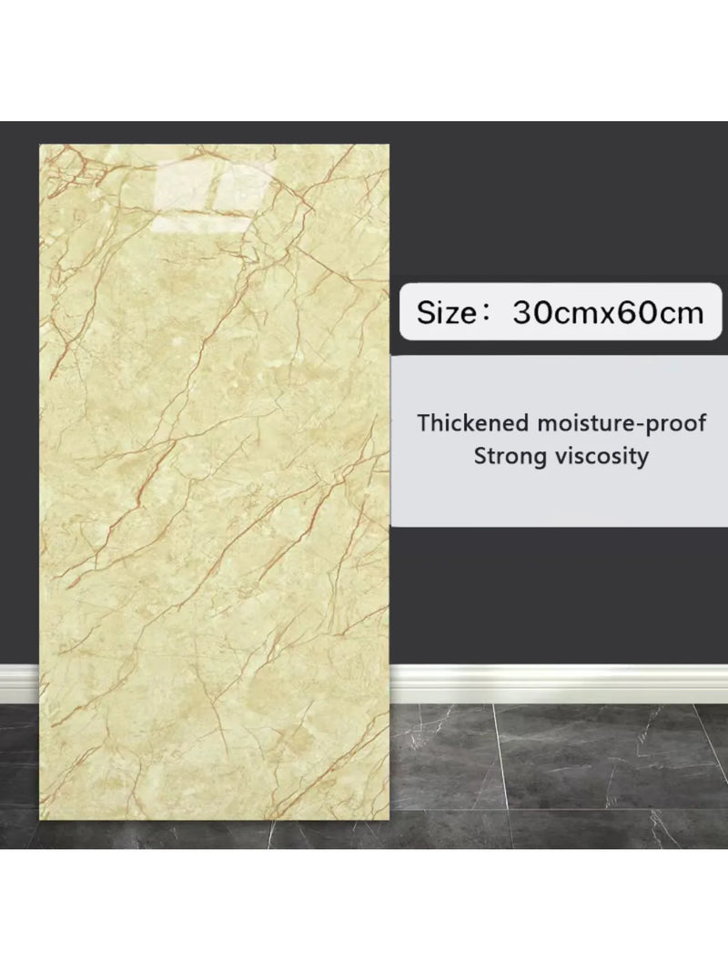 10-Pack Marble Tile Sticker Sheets - Peel-and-Stick 30 x 60 cm, Waterproof PVC Tiles