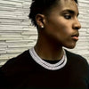 Heavy Cuban Chain Jewelry Set with Crystal Accents