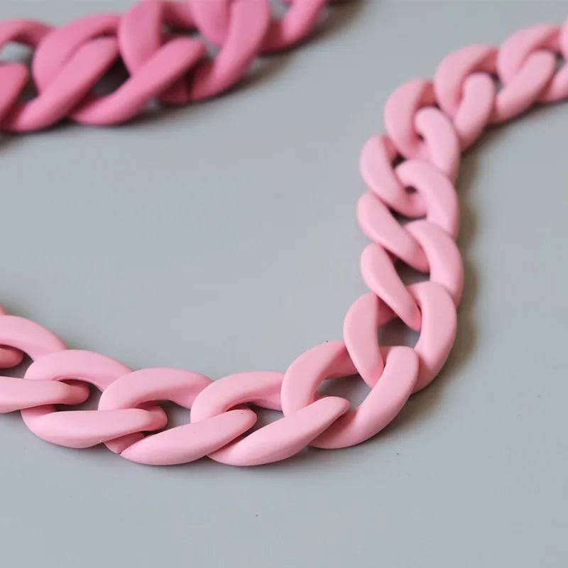 Matte Candy Pink Resin Handbag Chain – Detachable Shoulder Strap