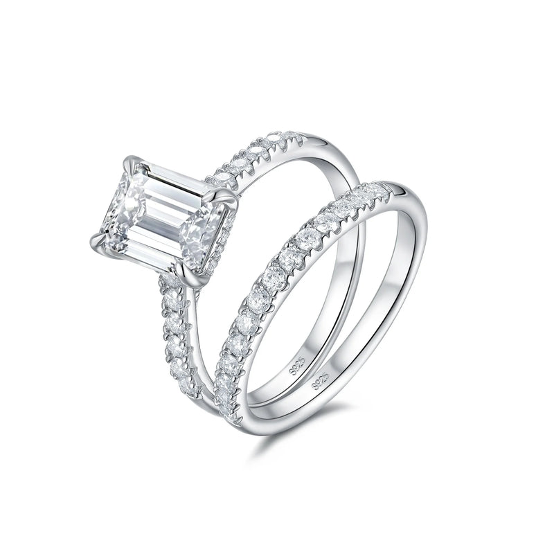 Oval Cut Moissanite Bridal Ring Set in Sterling Silver