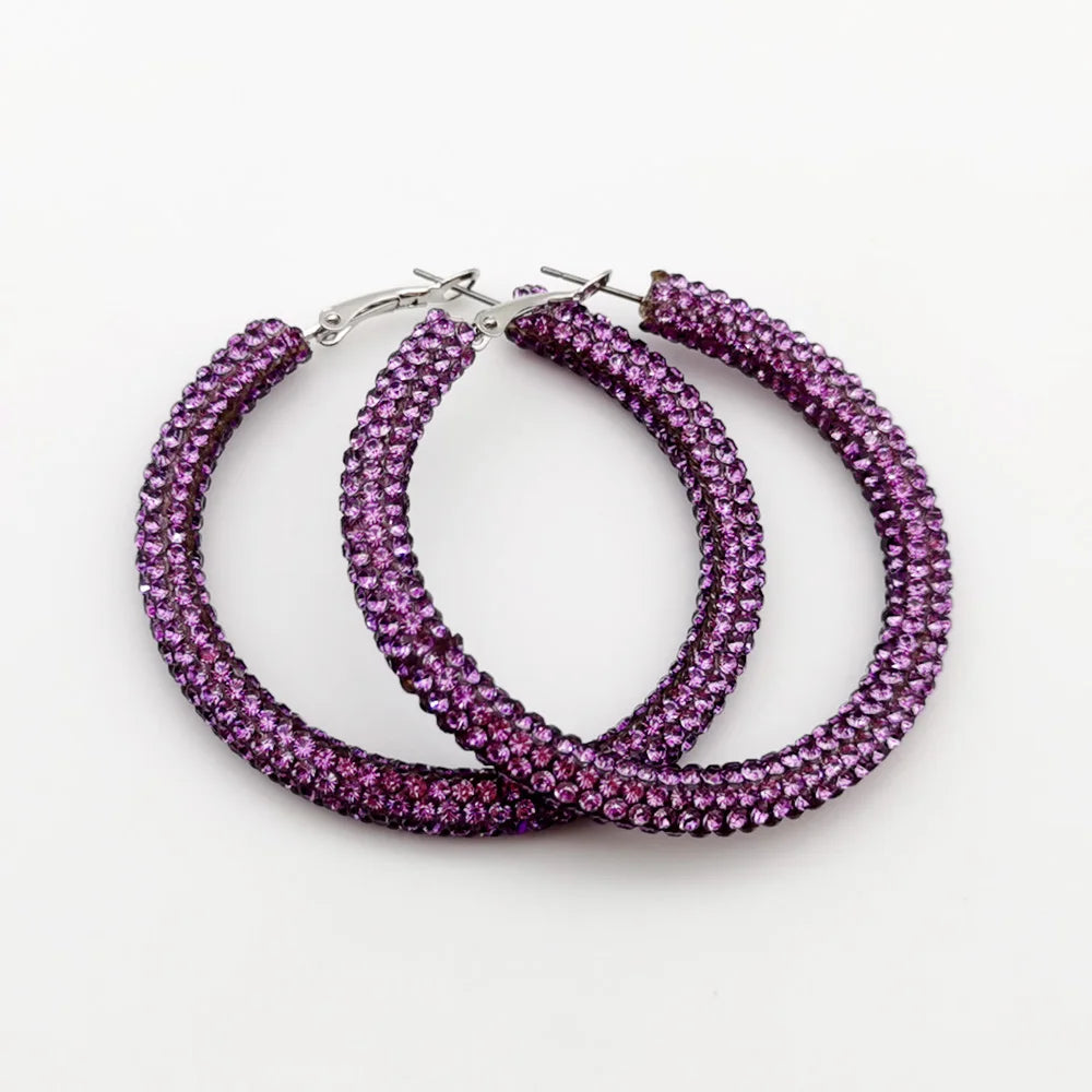 Rainbow Crystal Hoop Earrings