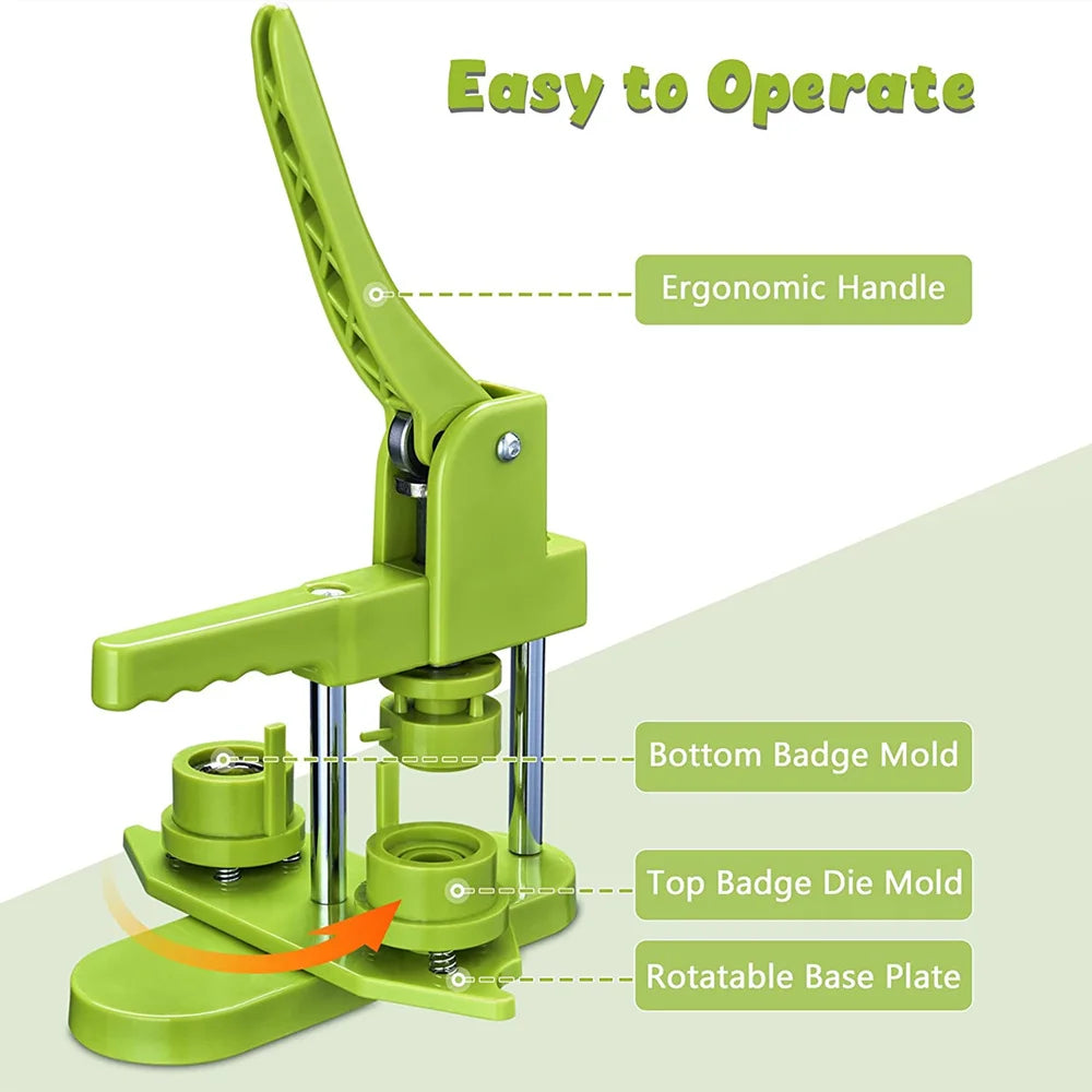 DIY Pin Button Maker Machine Kit with 100 Button Parts and Circle Cutter