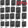 A set of 20 self-adhesive rotating wall hooks in black for storage.