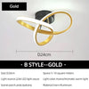 Gold B style modern LED ceiling light fixture with an oval design
