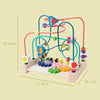 A wooden bead maze roller coaster toy featuring colorful beads and an abacus counter on a wooden base.