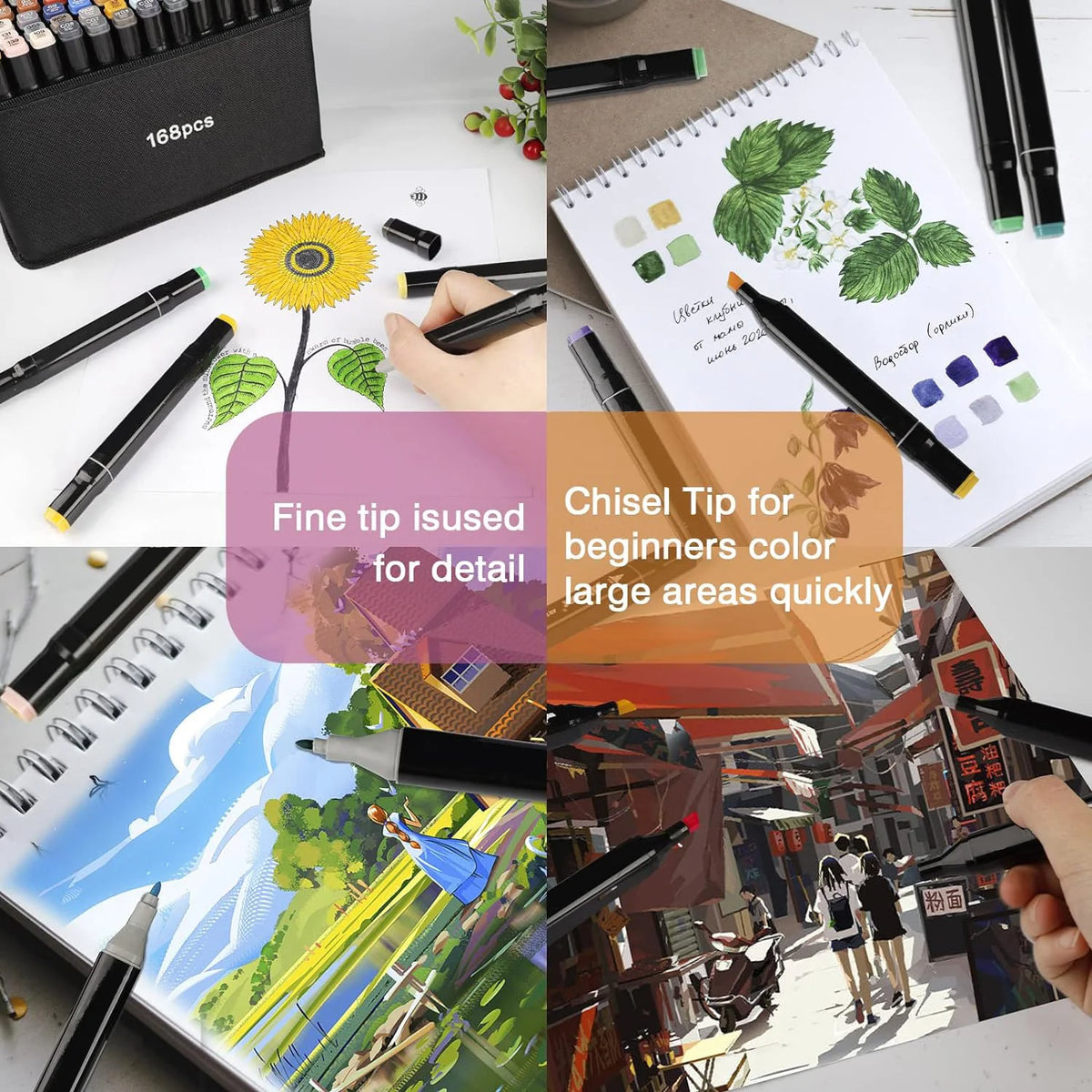 Professional Dual-Tip Art Markers Set for Drawing & Illustration
