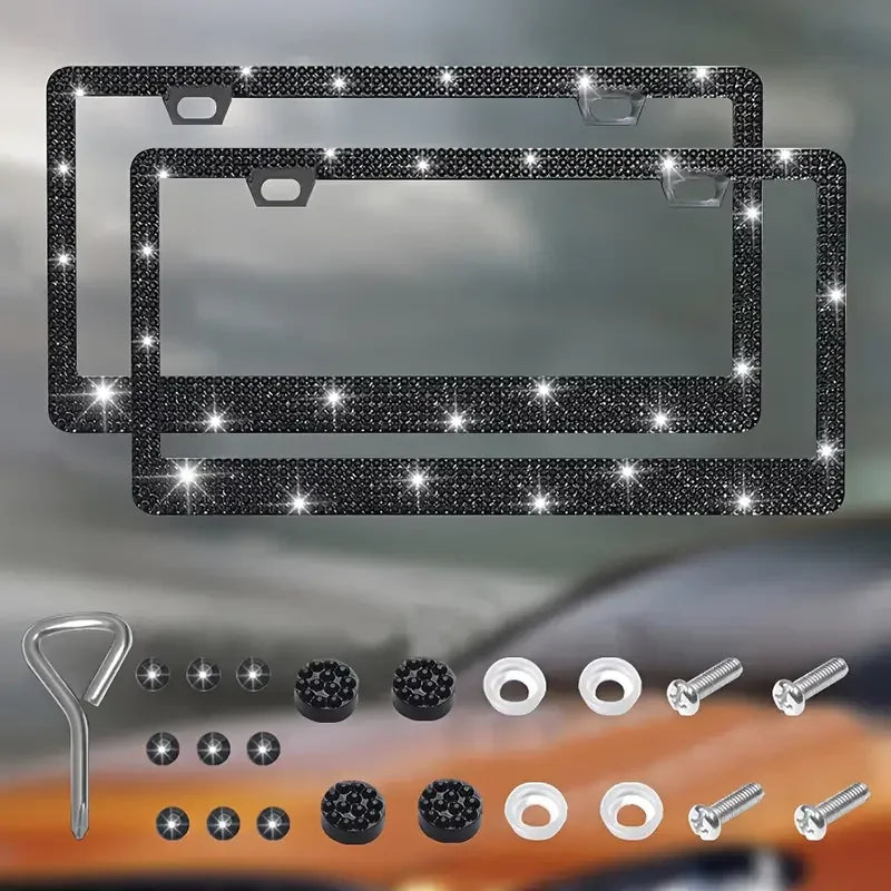 Crystal Rhinestone License Plate Frame for Cars