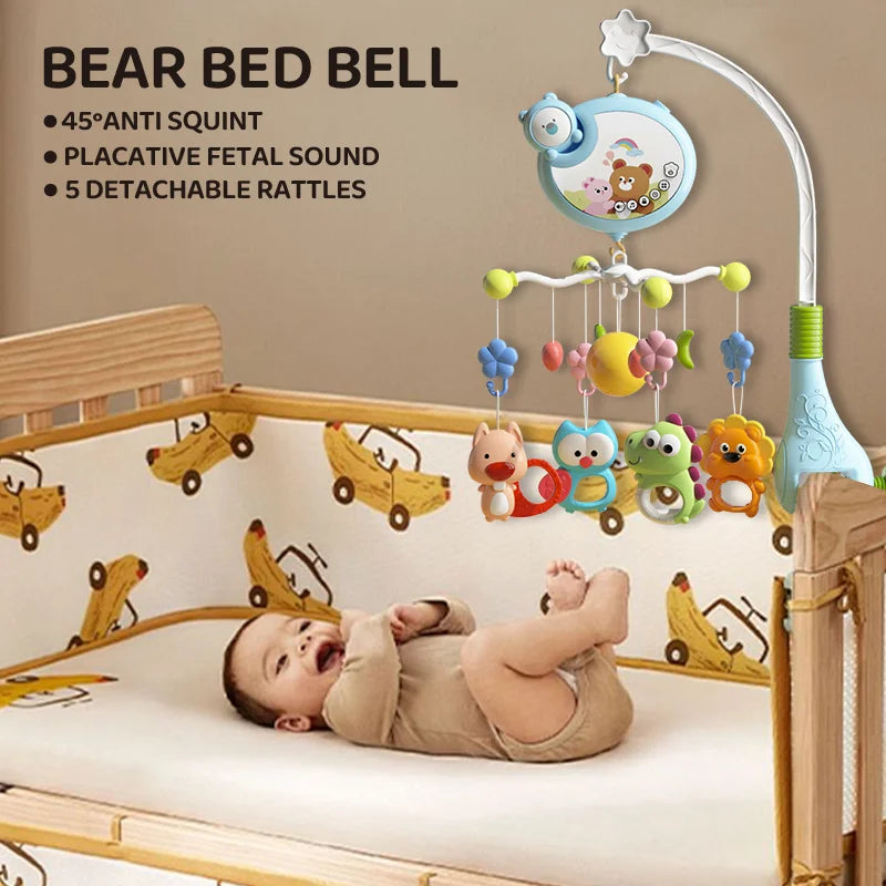 Bear Bed Bell musical baby crib mobile with rattles and soothing sounds