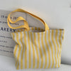 Striped Canvas Shoulder Tote Bag