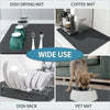 A set of various mats including a dish drying mat, coffee mat, dish rack, and pet mat.