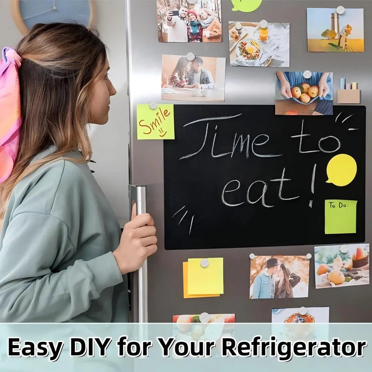 DIY refrigerator magnets featuring food items and smiley faces