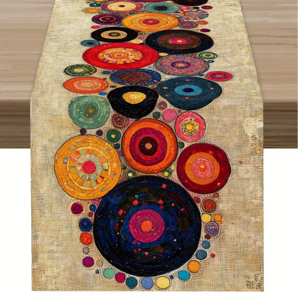 Polka Dot Round Table Runner - Bohemian Style Decor for Indoor and Outdoor Use
