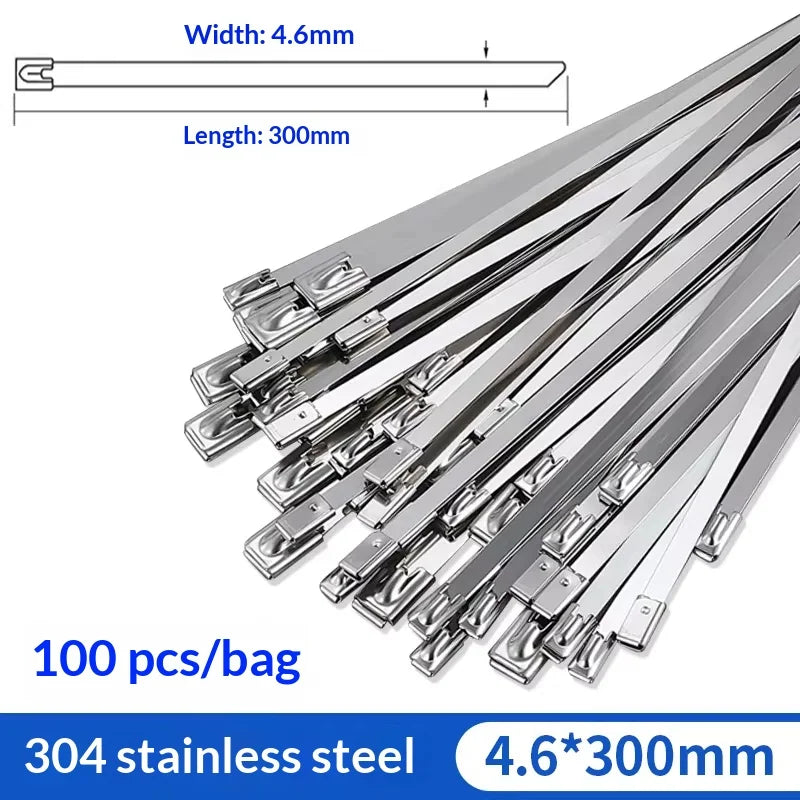 304 Stainless Steel Cable Tie Gun with 100 Metal Zip Ties
