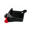 Black car hose guide with a red roller wedge for securing hoses.