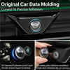 Close-up of a car molding with a camera lens protector installed, showing precise adhesion for scratch prevention.