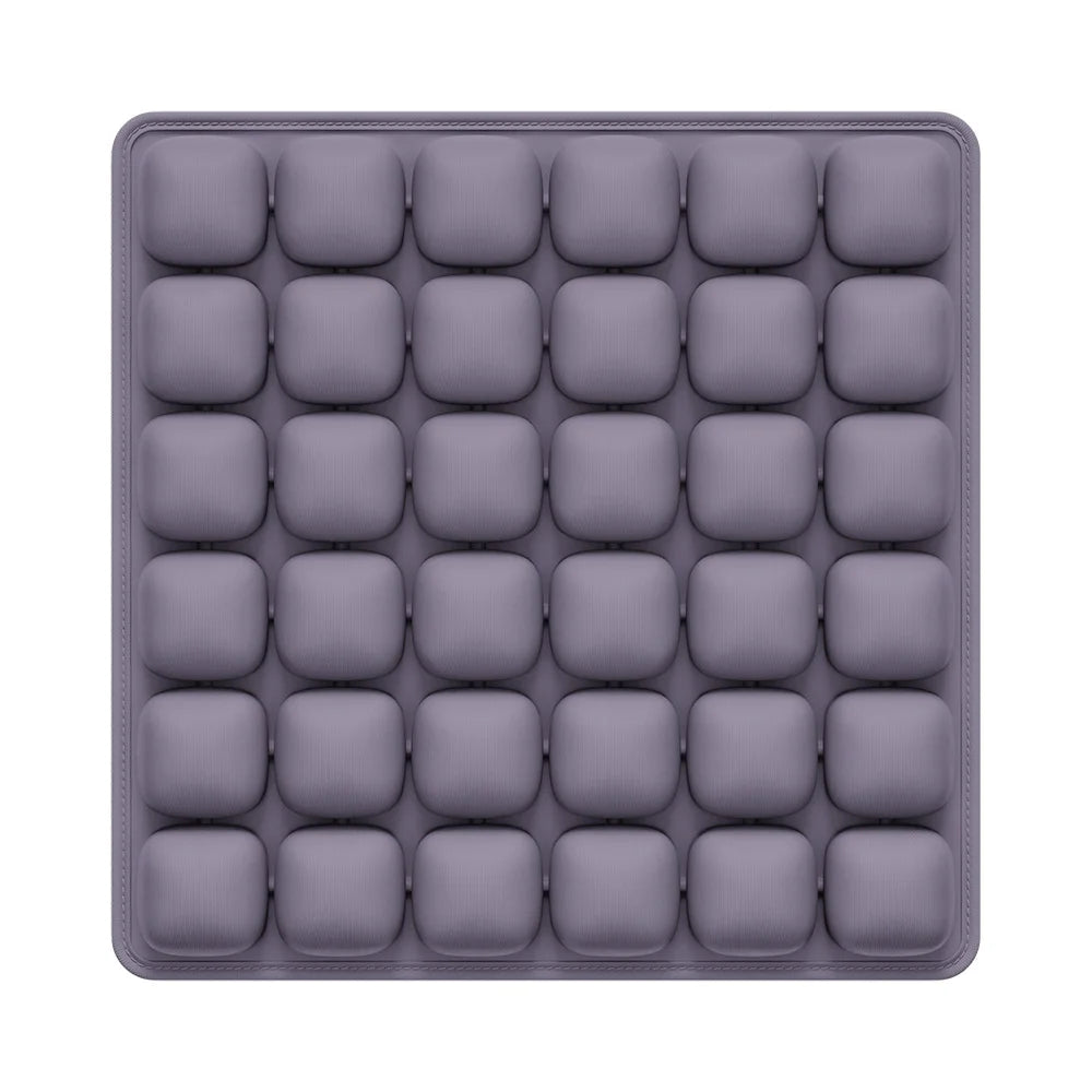 A grid of purple seat cushions for office, car, and travel use.