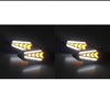 A pair of universal 12V motorcycle LED flowing turn signal indicators shown in close-up.