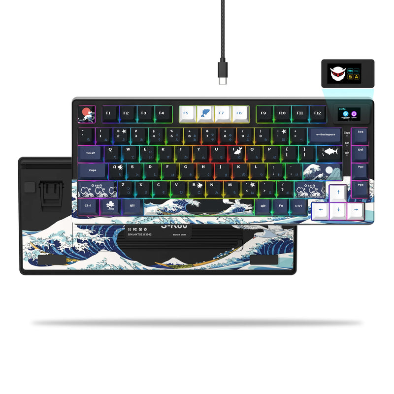 Compact Mechanical Keyboard with OLED Display and Hot-Swappable Switches