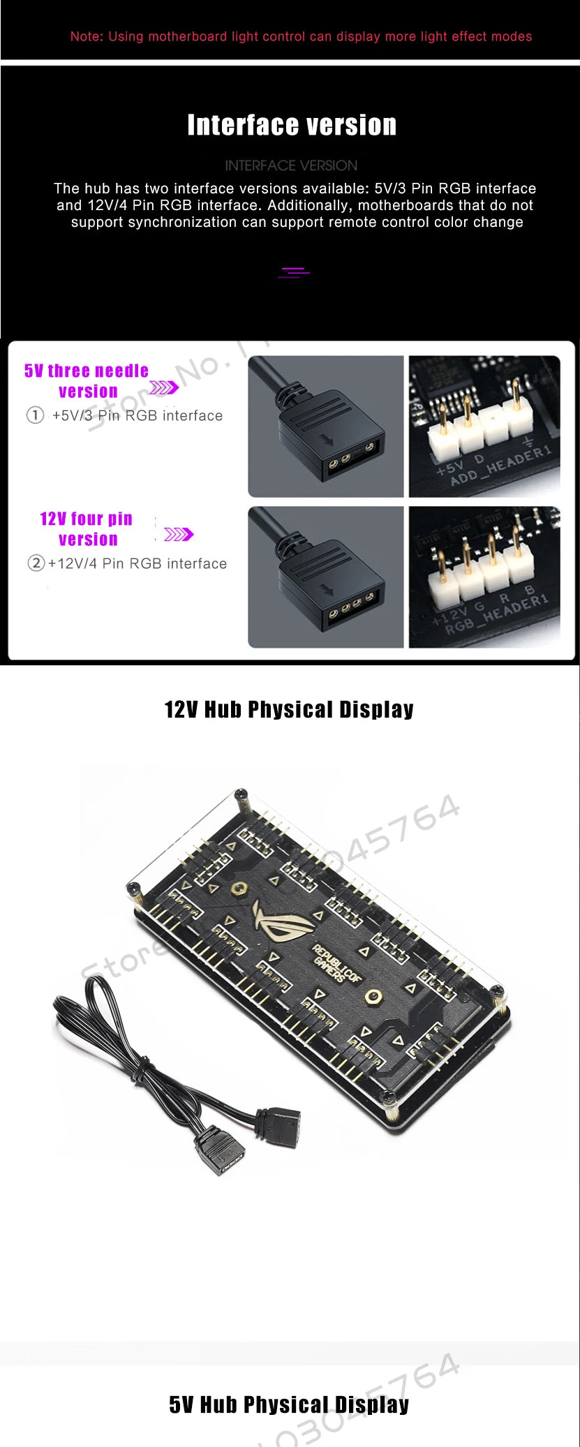 RGB Fan Hub with 5V 3-Pin ARGB & 12V 4-Pin Support
