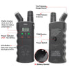 A black TPMS relearn tool with a digital tire pressure gauge and power switch is shown.