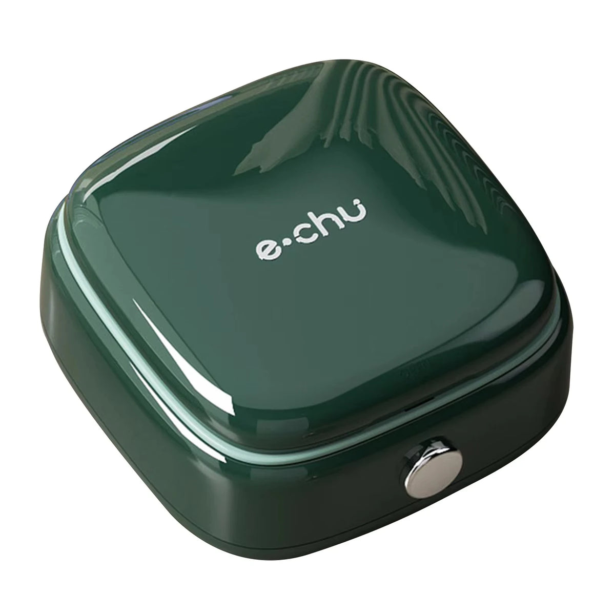 A dark green compact magnetic sewing kit with a smooth, rounded casing.