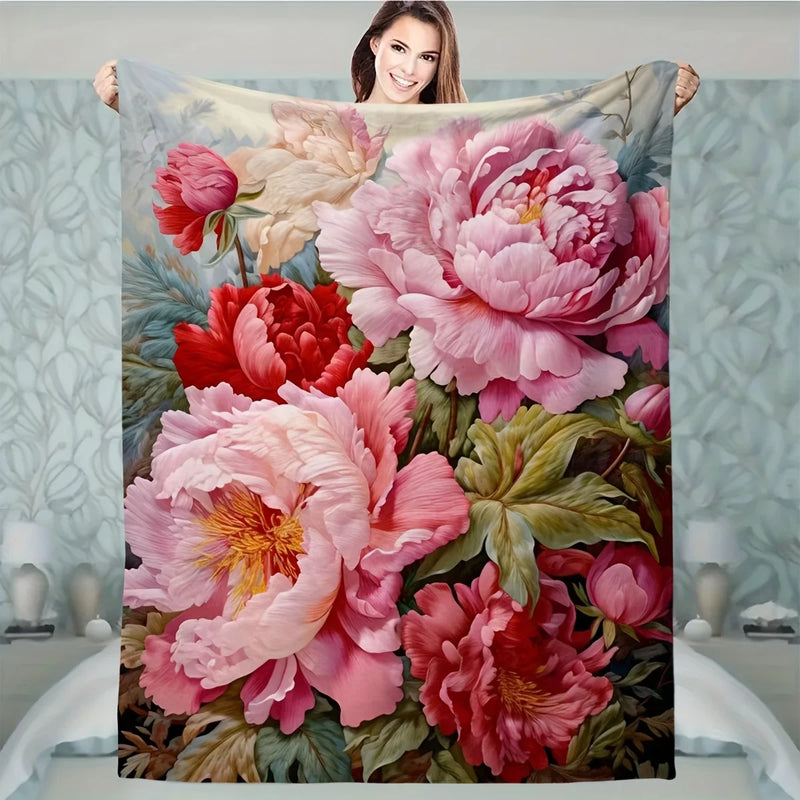 Floral Print Microfiber Throw Blanket