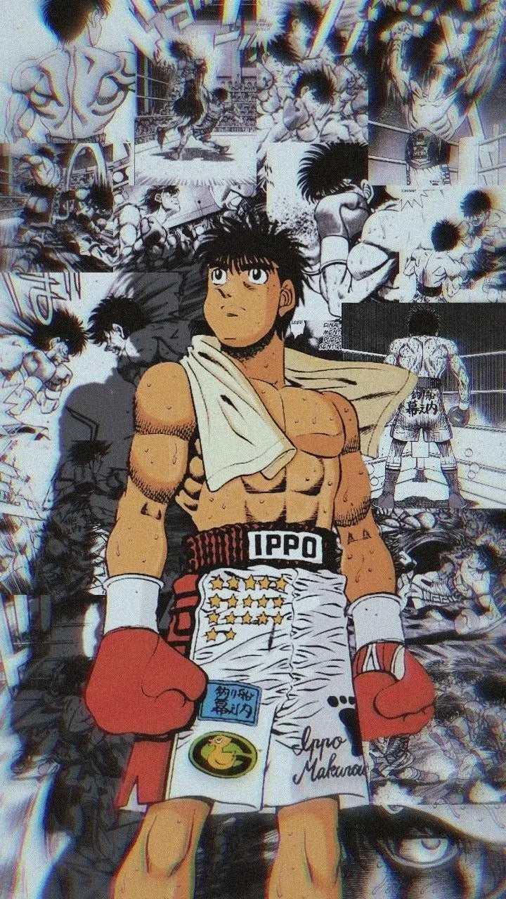 Anime canvas wall art featuring the boxer Ippo Makunouchi from Hajime no Ippo boxing